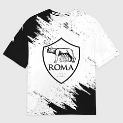 Футболка оверсайз женская ROMA черно белые штрихи, цвет: 3D-принт