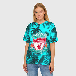 Футболка оверсайз женская Ливерпуль голубые тропики, цвет: 3D-принт — фото 2