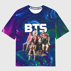Футболка оверсайз женская BTS фотосессия на диване, цвет: 3D-принт