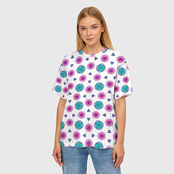 Футболка оверсайз женская Цветочно-геометрический паттерн, цвет: 3D-принт — фото 2