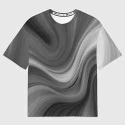 Женская футболка оверсайз Серые волны абстракция однотонная