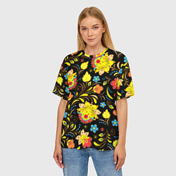 Футболка оверсайз женская Хохлома узор, цвет: 3D-принт — фото 2
