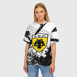 Футболка оверсайз женская AEK броня текстура краски, цвет: 3D-принт — фото 2