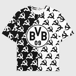 Женская футболка оверсайз Borussia паттерн ссср