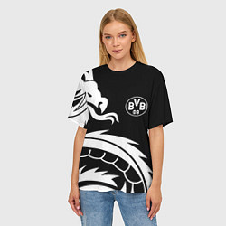 Футболка оверсайз женская Borussia дракон белый, цвет: 3D-принт — фото 2