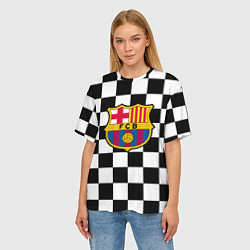 Футболка оверсайз женская Barcelona клетка, цвет: 3D-принт — фото 2