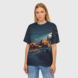 Футболка оверсайз женская Призраки в горящей конной повозке, цвет: 3D-принт — фото 2