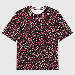Футболка оверсайз женская Красно-розовые крапинки, цвет: 3D-принт