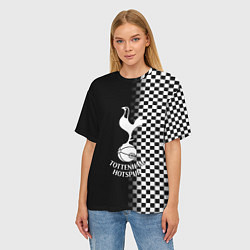 Футболка оверсайз женская Тоттенхэм клетка шахматная, цвет: 3D-принт — фото 2