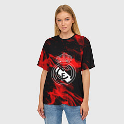 Футболка оверсайз женская Real Madrid красный огонь, цвет: 3D-принт — фото 2