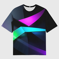 Женская футболка оверсайз Neon colored geometric