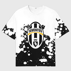 Футболка оверсайз женская Juventus белые краски текстура, цвет: 3D-принт