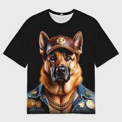 Женская футболка оверсайз Овчарка в бейсболке