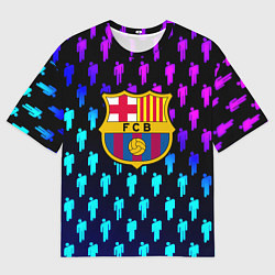 Женская футболка оверсайз Barcelona люди градиент неон