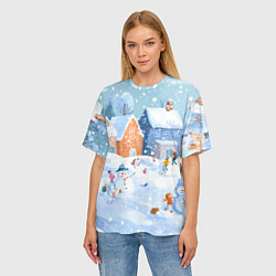Футболка оверсайз женская Предновогодний день во дворе, цвет: 3D-принт — фото 2