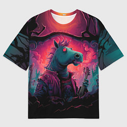 Футболка оверсайз женская Лошадь рок стиль, цвет: 3D-принт