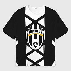 Футболка оверсайз женская Ювентус геометрия полосы линии, цвет: 3D-принт
