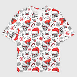 Футболка оверсайз женская Новогодние черепа, цвет: 3D-принт