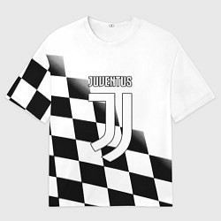 Женская футболка оверсайз Ювентус клетка краски