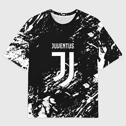 Женская футболка оверсайз Juventus белые штрихи красок