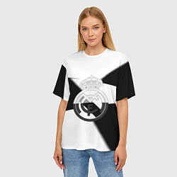 Футболка оверсайз женская Реал Мадрид геометрия полосы, цвет: 3D-принт — фото 2