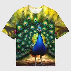 Женская футболка оверсайз Царственный павлин