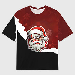 Женская футболка оверсайз Злой дед мороз красный и черный