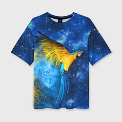 Женская футболка оверсайз Космический попугай