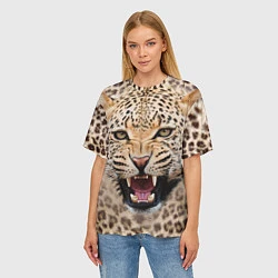 Футболка оверсайз женская Взгляд леопарда, цвет: 3D-принт — фото 2