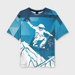 Женская футболка оверсайз Горы и сноубордист