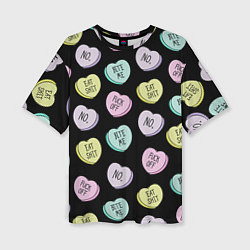 Женская футболка оверсайз Сердца с надписями