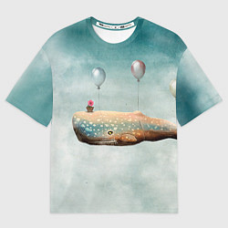 Футболка оверсайз женская Летящий кит, цвет: 3D-принт