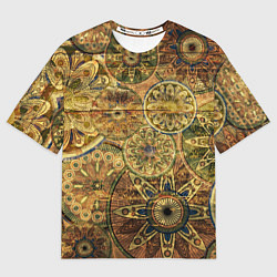 Женская футболка оверсайз Этнический орнамент на досках