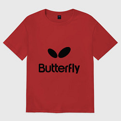 Футболка оверсайз женская Butterfly Logo, цвет: красный