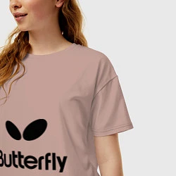 Футболка оверсайз женская Butterfly Logo, цвет: пыльно-розовый — фото 2