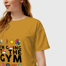 Футболка оверсайз женская Pokemon Im going to the gym (black), цвет: горчичный — фото 2