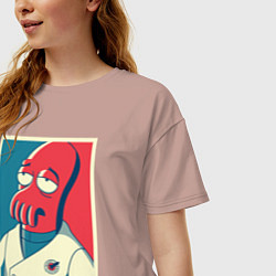 Футболка оверсайз женская Zoidberg: Why not?, цвет: пыльно-розовый — фото 2
