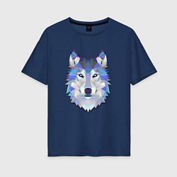 Футболка оверсайз женская Полигональный волк, цвет: тёмно-синий