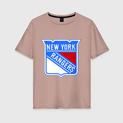 Футболка оверсайз женская New York Rangers, цвет: пыльно-розовый