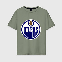 Футболка оверсайз женская Edmonton Oilers, цвет: авокадо