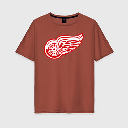 Футболка оверсайз женская Detroit Red Wings, цвет: кирпичный