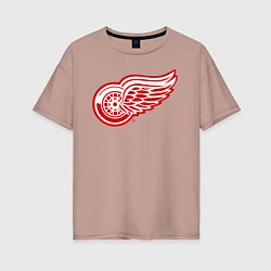 Футболка оверсайз женская Detroit Red Wings, цвет: пыльно-розовый