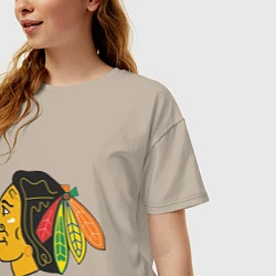 Футболка оверсайз женская Chicago Blackhawks, цвет: миндальный — фото 2