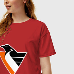 Футболка оверсайз женская Pittsburgh Penguins, цвет: красный — фото 2