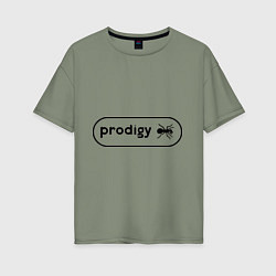 Футболка оверсайз женская Prodigy лого с муравьем, цвет: авокадо