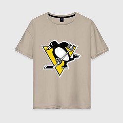 Футболка оверсайз женская Pittsburgh Penguins: Malkin 71, цвет: миндальный