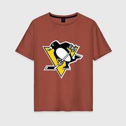 Футболка оверсайз женская Pittsburgh Penguins: Malkin 71, цвет: кирпичный