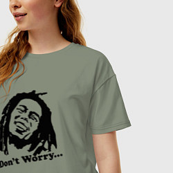 Футболка оверсайз женская Bob Marley: Don't worry, цвет: авокадо — фото 2