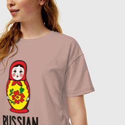 Футболка оверсайз женская Russian Barbie, цвет: пыльно-розовый — фото 2