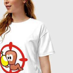Футболка оверсайз женская Worms червяк под прицелом, цвет: белый — фото 2